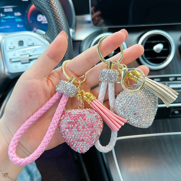 Wholesale Clay Inlaid Diamond Love Key Chain