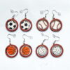 Wholesale Sports Football Round Wooden Earrings