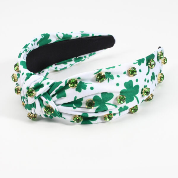 Wholesale Irish St. Patrick's Day Rhinestone Four-leaf Clover Wine Glass Party Headband