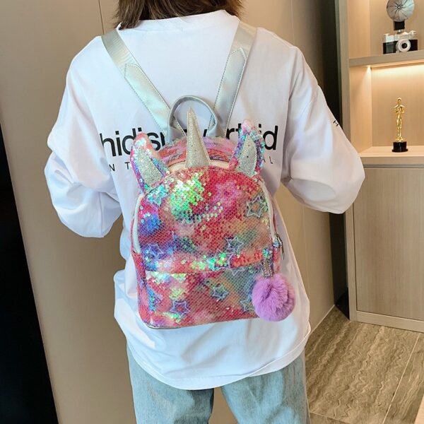 O1CN01vG7Xjp1e7tklfOeI1_2214526063825-0-cib Wholesale Colorful Children's Hair Ball Unicorn Sequin PVC Backpack