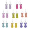 Wholesale Easter Candy Color Bunny Wooden Earrings