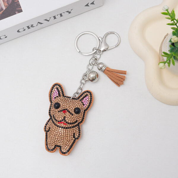 Wholesale Velvet Cartoon Dog Fighting Hot Diamond Keychains