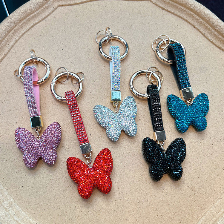 Wholesale Clay Full Diamond Butterfly Key Chain