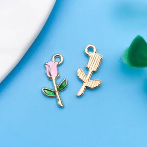 1 9x18mm oil dripping pink rose-12317-0.5g