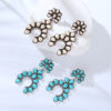 Wholesale Vintage Scalloped Turquoise Hollow Earrings