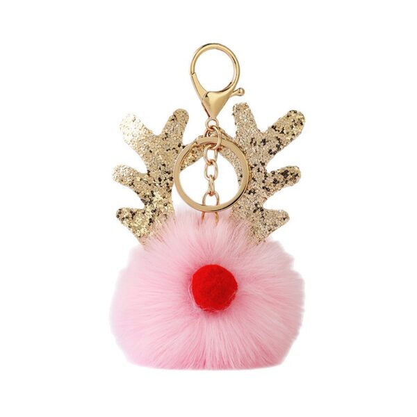 O1CN01vMqKhD274LqJQZr4k_2216025637743-0-cib Wholesale Christmas Antler Plush Ball Keychain