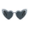 Wholesale PC Large Frame Inlaid with Pearl Heart Women's UV Resistant Sunglasses