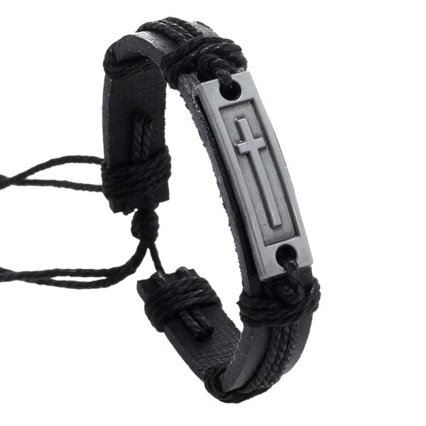 Wholesale Alloy Woven Men's Retro Hemp Rope Leather Bracelet