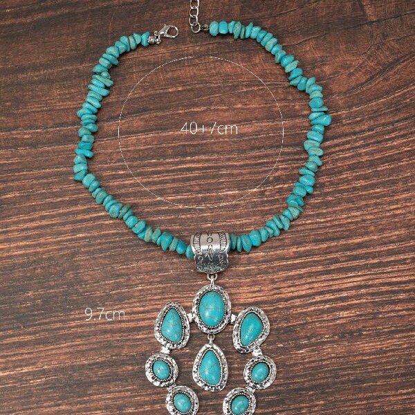 Wholesale Bohemia Water Drop Shape Turquoise Pendant Necklaces