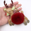 Wholesale Christmas Deer Plush Ball Keychain
