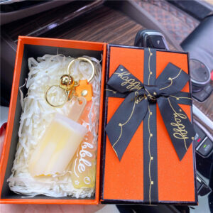 Orange-colored Ice Cream - Yellow + Orange Gift Box + Raffia
