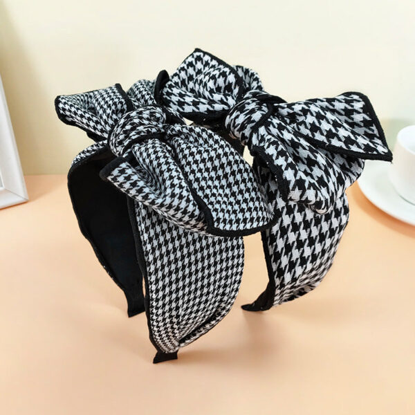 O1CN01vRROmX1Jy0ocdUCNv__2206716431096-0-cib Wholesale Wide Edge Houndstooth Large Bow Fabric Headband