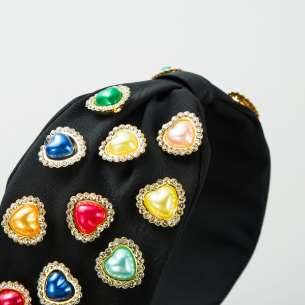 Wholesale Valentine's Day Fabric Colorful Love Pearl Set Diamond Hair Hoops