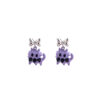 Wholesale Purple Gentleman Cat Black Diamond Earrings