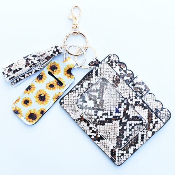 Wholesale Leopard Print Sunflower Lipstick Case Card Holder Keychain