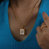 O1CN01vY4aZc1mmDbnP4oAE__2214570934996-0-cib Wholesale Stainless Steel Twist Pendant Square White Shell 18K Gold Plated Necklace