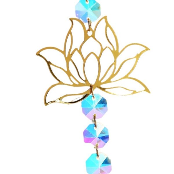 Wholesale Sun Catcher Gardening Crafts Golden Lotus AB Color Pendant Crystal Pendant
