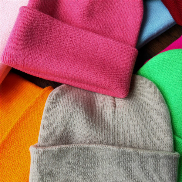 Wholesale Dopamine Color Line Solid Color Acrylic Knitted Hat