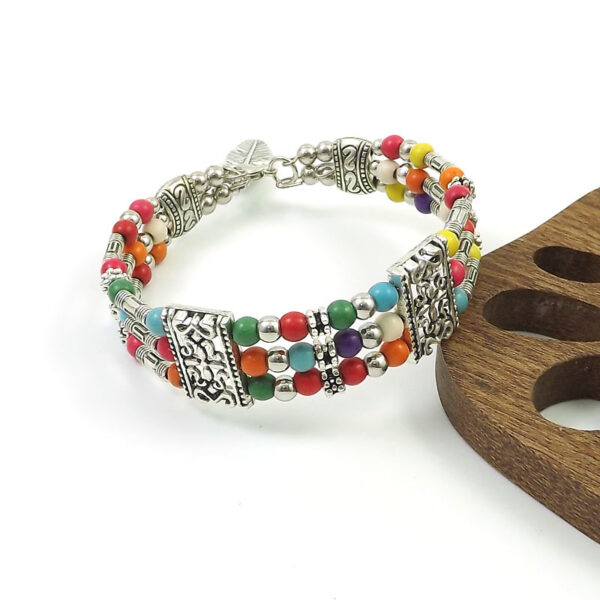 Wholesale Exaggerated Ethnic Style Fashion Tibetan Silver Miao Silver Turquoise Bracelet