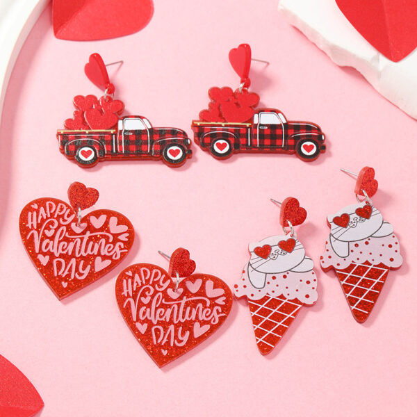 Wholesale Valentine's Day Love Plaid Automotive Acrylic Earrings