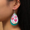 Wholesale Valentine's Day Colorful Love Letters Leather Double Layer Drop Shape Earrings