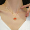 Wholesale Red Maple Leaf Stainless Steel Necklaces