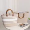 Wholesale Bamboo-like French Retro Straw Bag Portable Striped Large-capacity Cotton Woven Bag