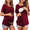 Wholesale Solid Color Postpartum Nursing Polyester Tops for Pregnant Women