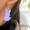 Wholesale Easter Candy Color Bunny Wooden Earrings