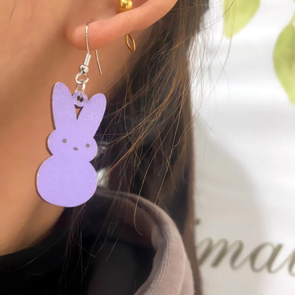 Wholesale Easter Candy Color Bunny Wooden Earrings