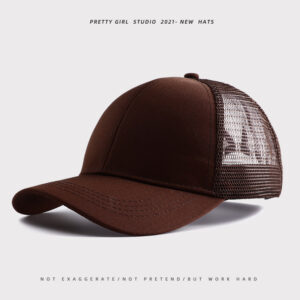 Solid color rear opening ponytail net cap brown / Adjustable