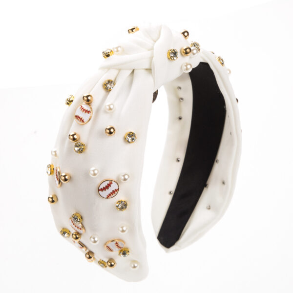 Wholesale Baseball Pearl Wide Brim Fabric Headband