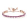 Wholesale 4mm round single row full diamond adjustable crystal tennis birthstone copper bracelet