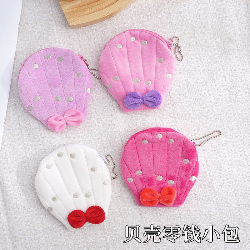 Wholesale Plush Scallop Chilen's Coin Purse Keychain