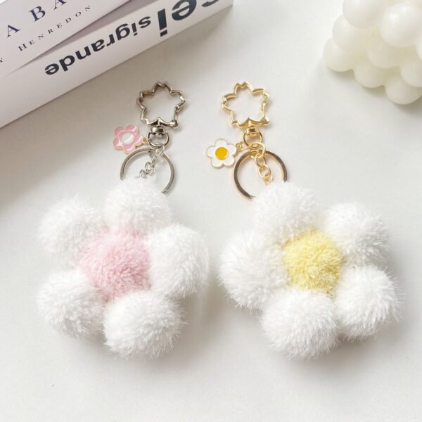 Wholesale Plush Colored Flower Ball Keychains