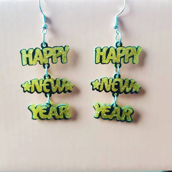 O1CN01vs4ot51YkvuLonf1B_2216150023098-0-cib Wholesale Happy New Year English Letters Christmas Acrylic Earrings