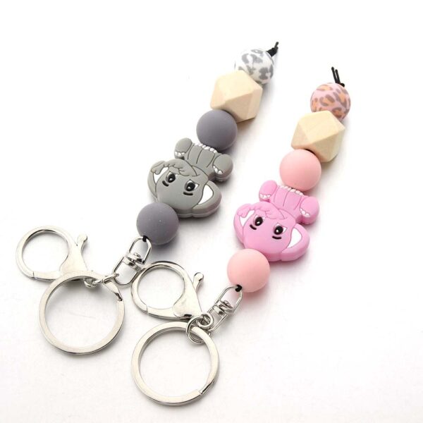 Wholesale Silicone Bead Charm Elephant Keychain