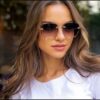 Wholesale Two Color Gradient Square PC Sunglasses
