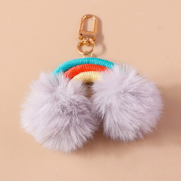 O1CN01vuWfgC2KzDo2RndT0_2211051639627-0-cib Wholesale Cartoon Fur Ball Hand Knitted Rainbow Keychain