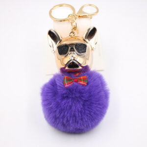 Purple / Cool Dog fur ball keychain