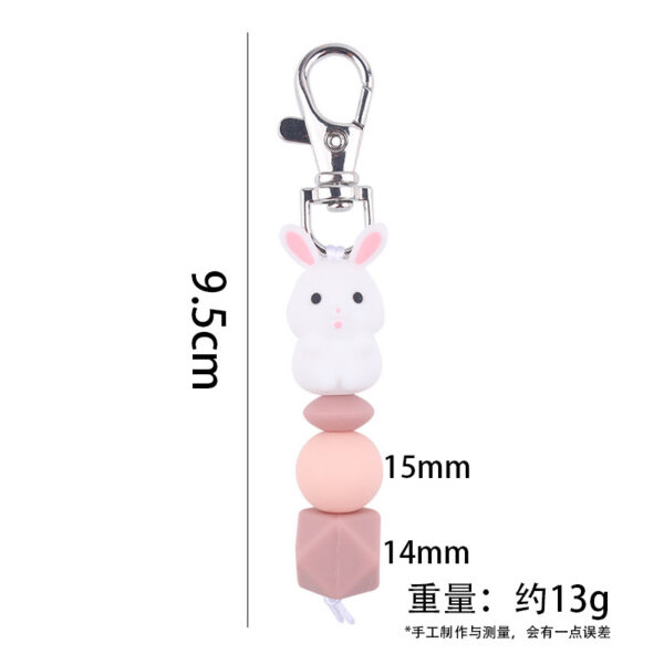 Wholesale Cartoon 3D Little White Rabbit Silicone Beaded Keychain