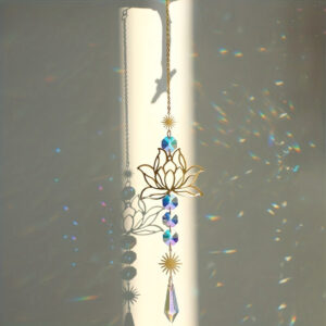 Wholesale Sun Catcher Gardening Crafts Golden Lotus AB Color Pendant Crystal Pendant