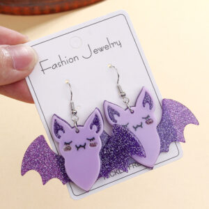 O1CN01vzKW0v1TQG1tOBnjU__2207499512376-0-cib Wholesale Bat Creative Flash Halloween Party Acrylic Earrings