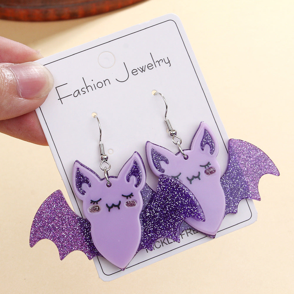 Wholesale Bat Creative Flash Party Acrylic Earrings