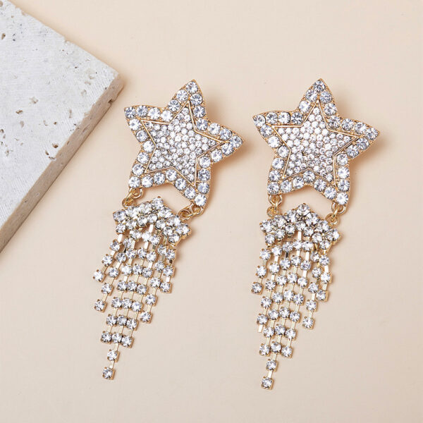 O1CN01vzL74K1XcOmRJ1Gw5_1734342944-0-cib Wholesale Jewelry Star Tassel Metal Earrings