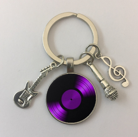 Wholesale Vinyl Records Retro Phonograph Glass Metal Keychains