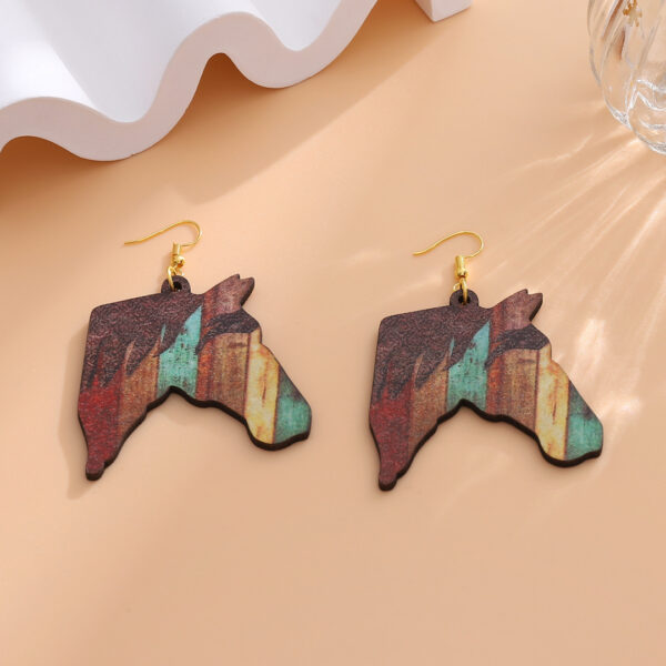 Wholesale American Texas Western Style Retro Colorful Double-sided Wooden Earrings