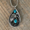 Wholesale New Imitation Turquoise Feather Vintage Pendant Alloy Necklace