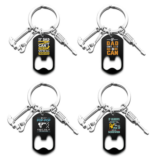 Wholesale Father's Day Bottle Opener Color Printed Stainless Steel Keychain