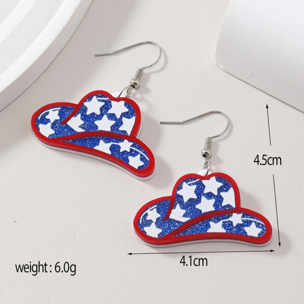O1CN01w3wwLO21msQcTCcVd_1121057028-0-cib Wholesale American Independence Day Western Cowboy Hat Acrylic Earrings